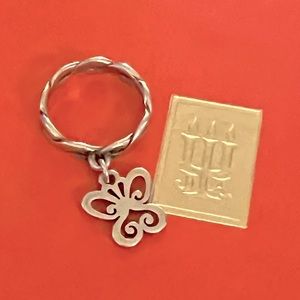 James Avery Retired Butterfly Charm Ring/braid band. Sz 5 .925 sterling silver